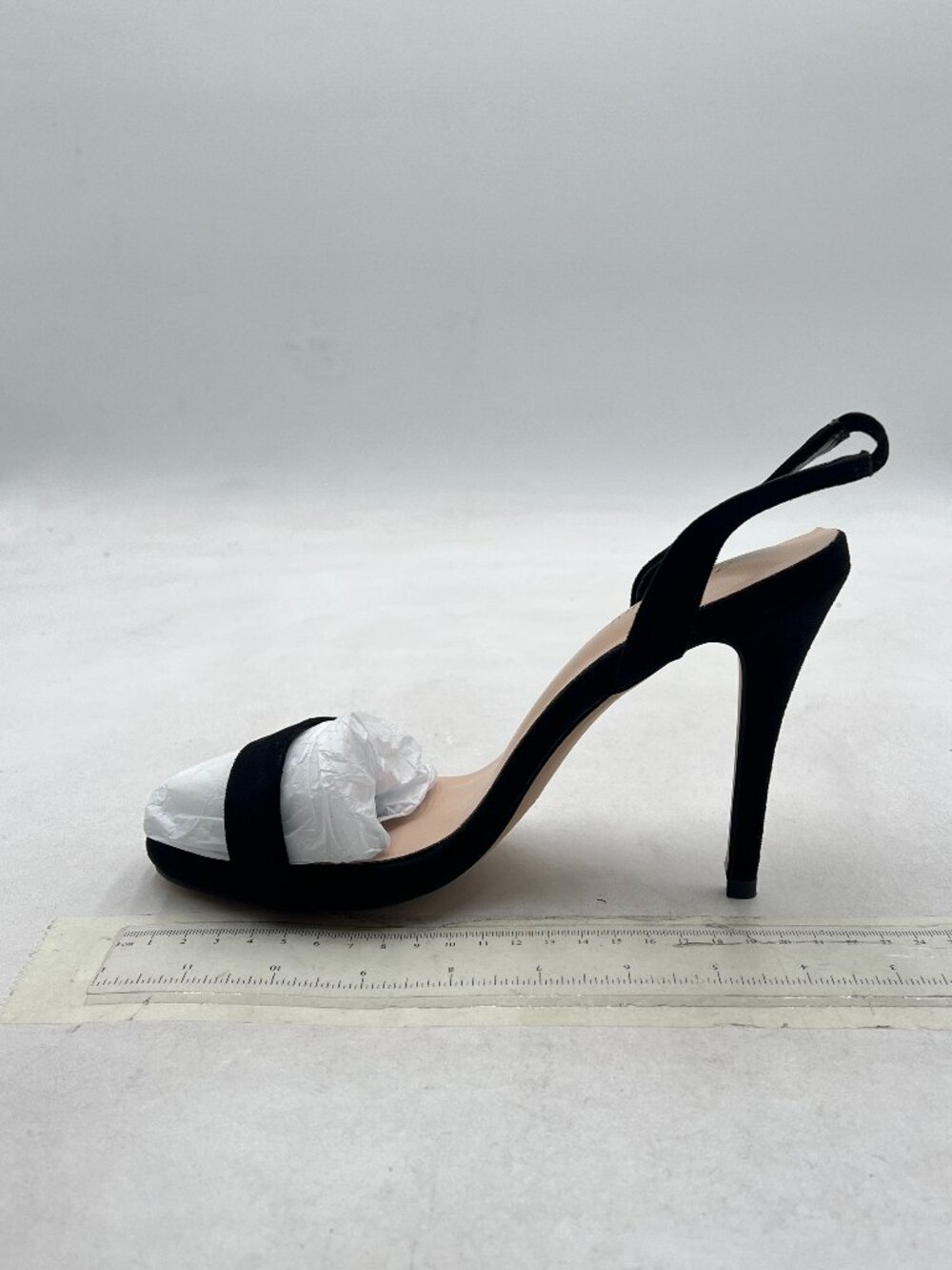 Wansseny Black Women Sexy High Heel Stilettos Open Toe Slingback Suede Sandals - Picture 2 of 8